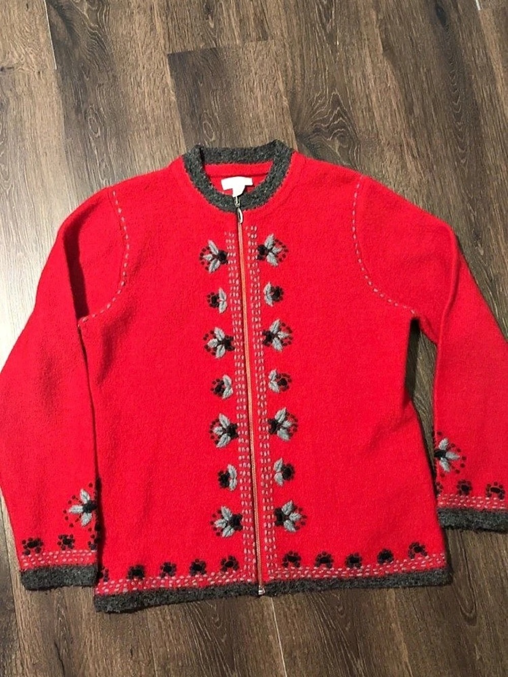 Vintage Christopher & Banks Winter Zip Cardigan in Size Large